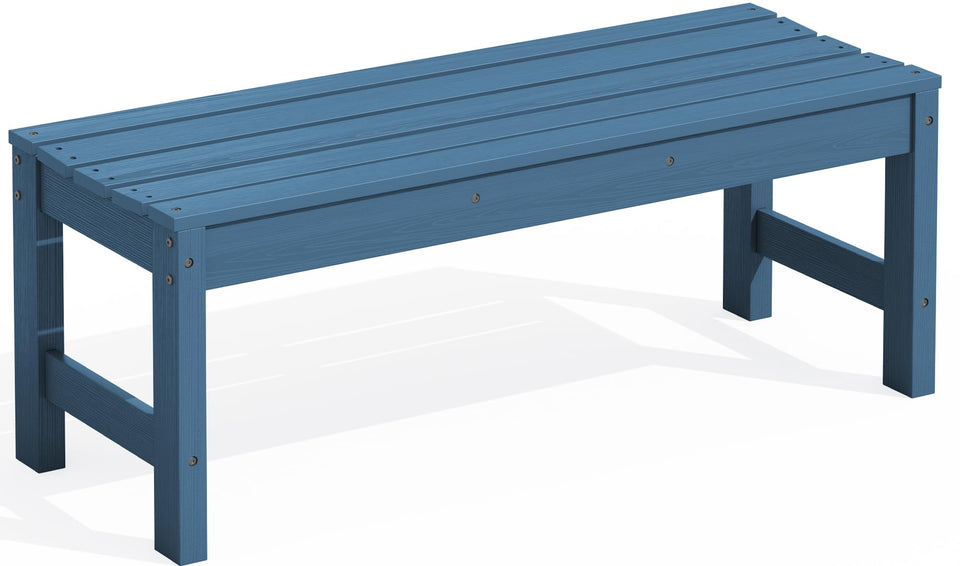 SERWALL 47-inch outdoor bench with wood grain texture highlighting durability