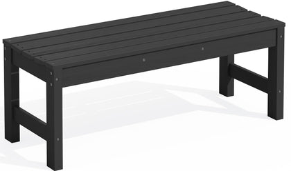 SERWALL 47in outdoor bench with wood grain texture for durable garden seating