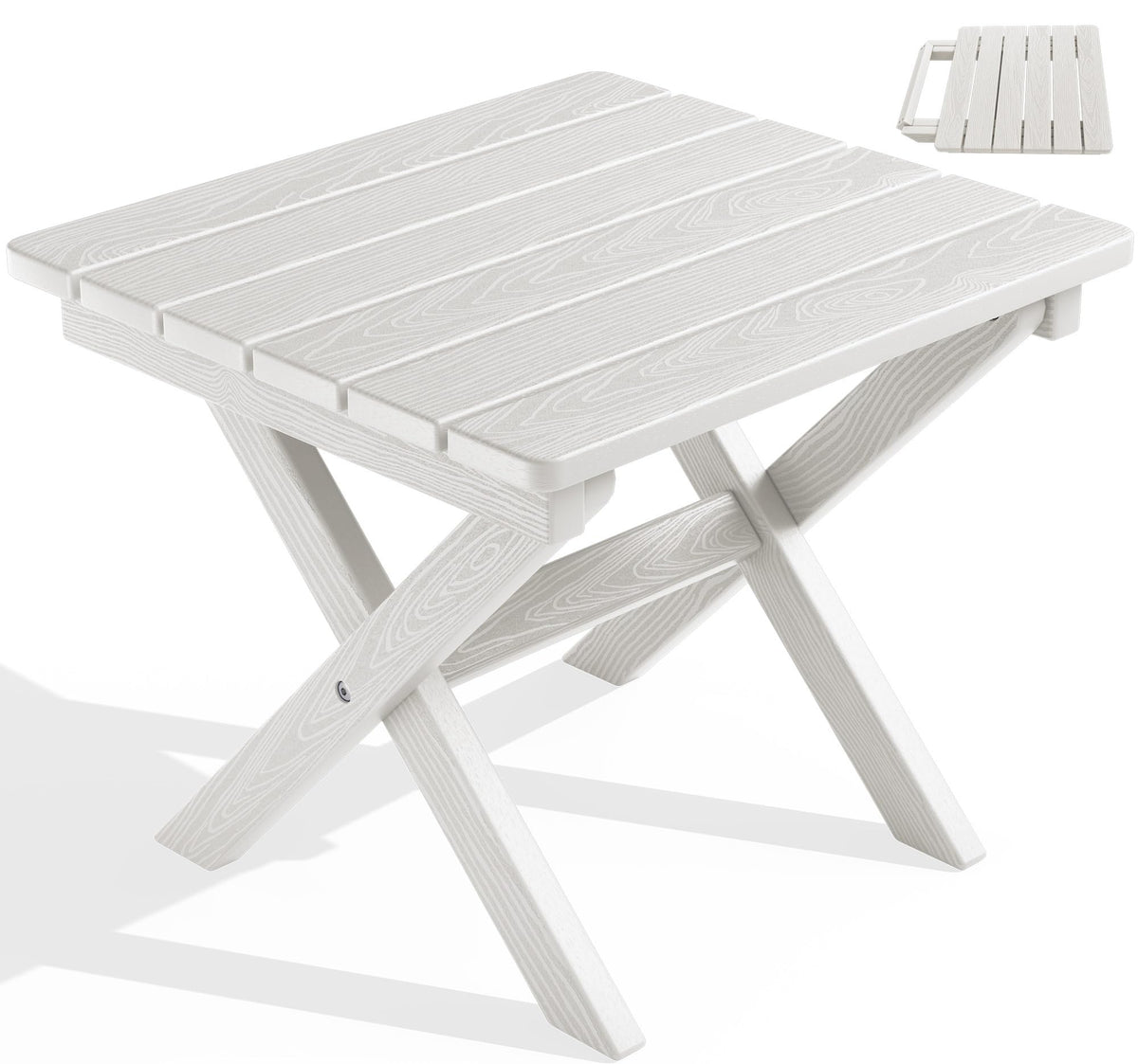 SERWALL foldable Adirondack table in compact form for easy transport.