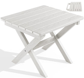 SERWALL foldable Adirondack table in compact form for easy transport.