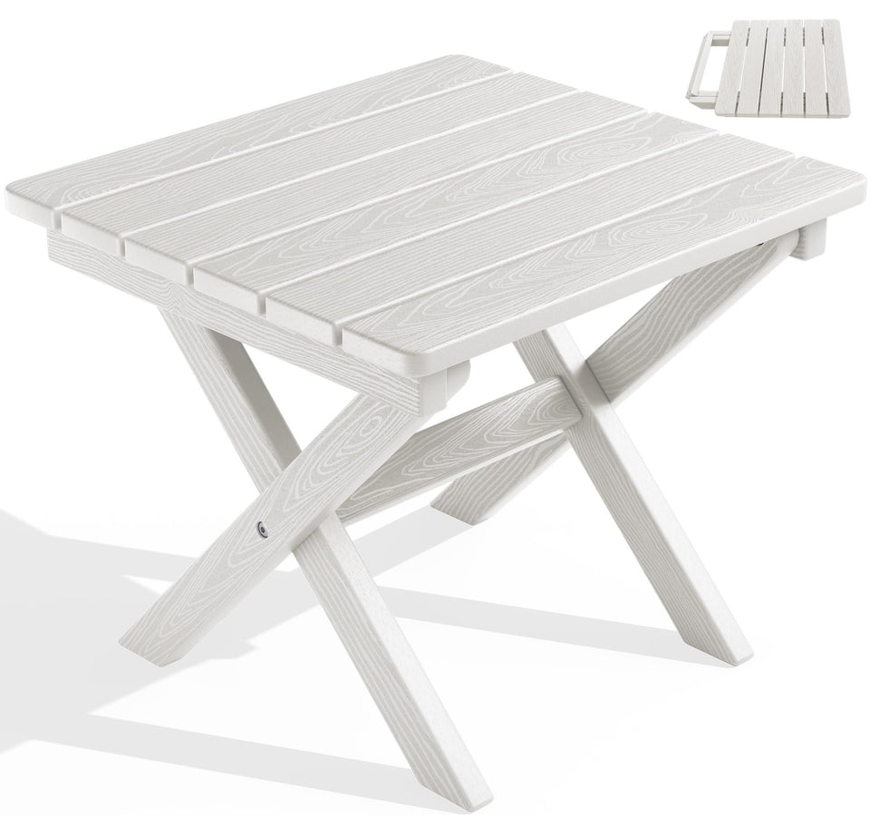SERWALL foldable Adirondack table in compact form for easy transport.