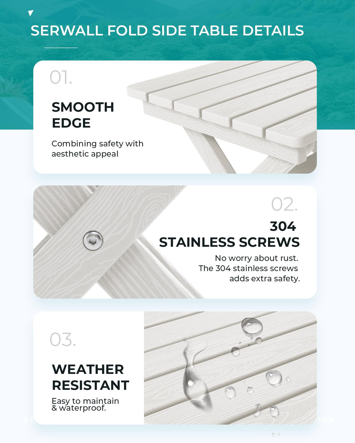 SERWALL HDPE weather-resistant surface withstands sun and rain.