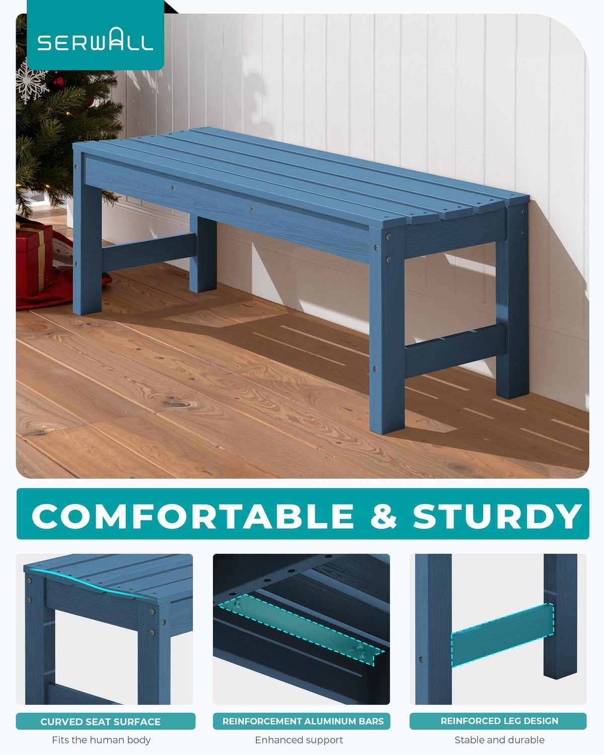 SERWALL heavy-duty design supports up to 529 lbs for three people