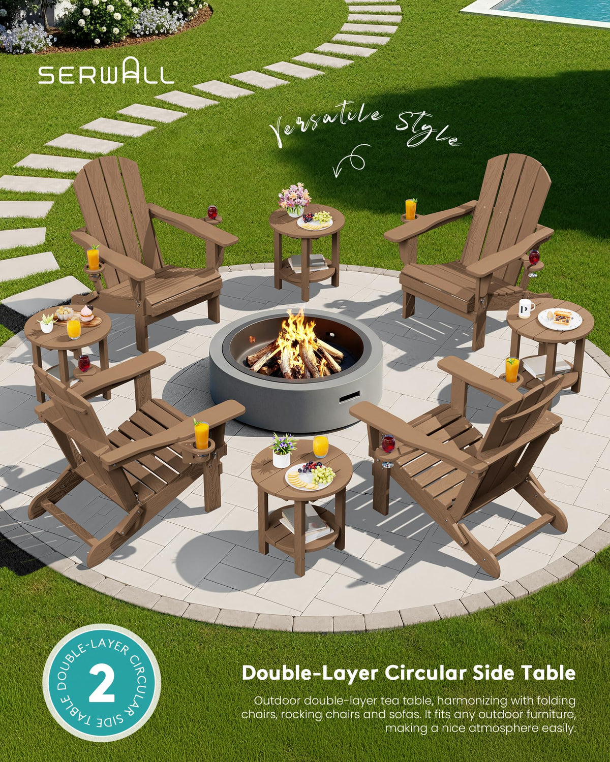 SERWALL Indoor/Outdoor versatile table suitable for plants or bedside use.
