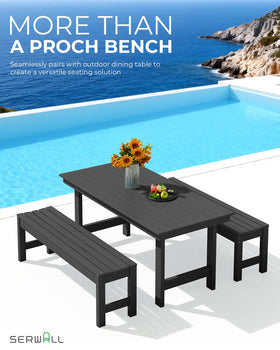 SERWALL bench showing stainless steel hardware for heavy-duty stability