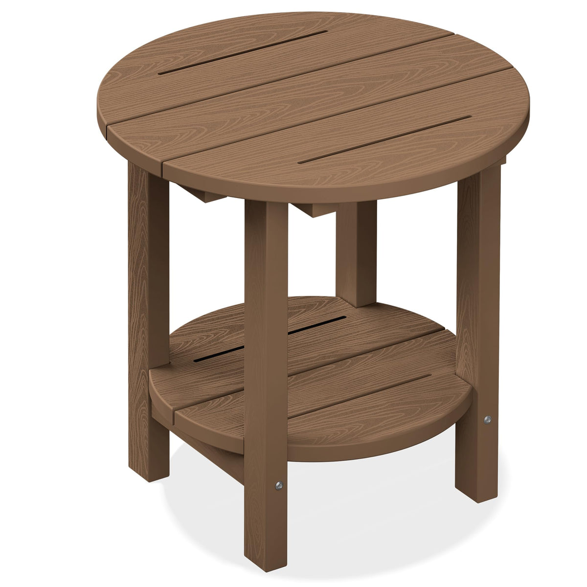 SERWALL Round Adirondack Side Table top view: compact and two-tier for small patios.