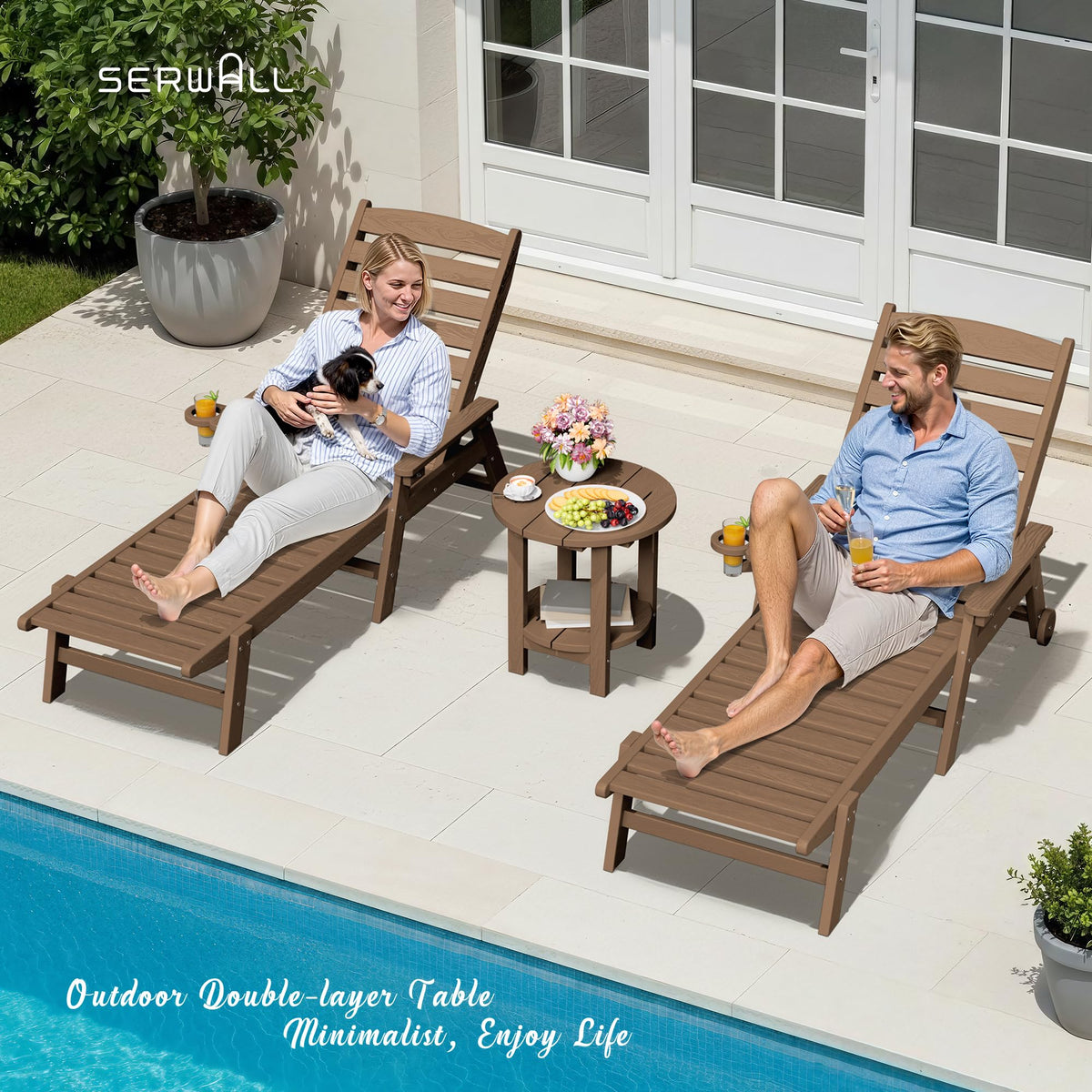SERWALL Sturdy 220 lb capacity round table ready to support essentials.