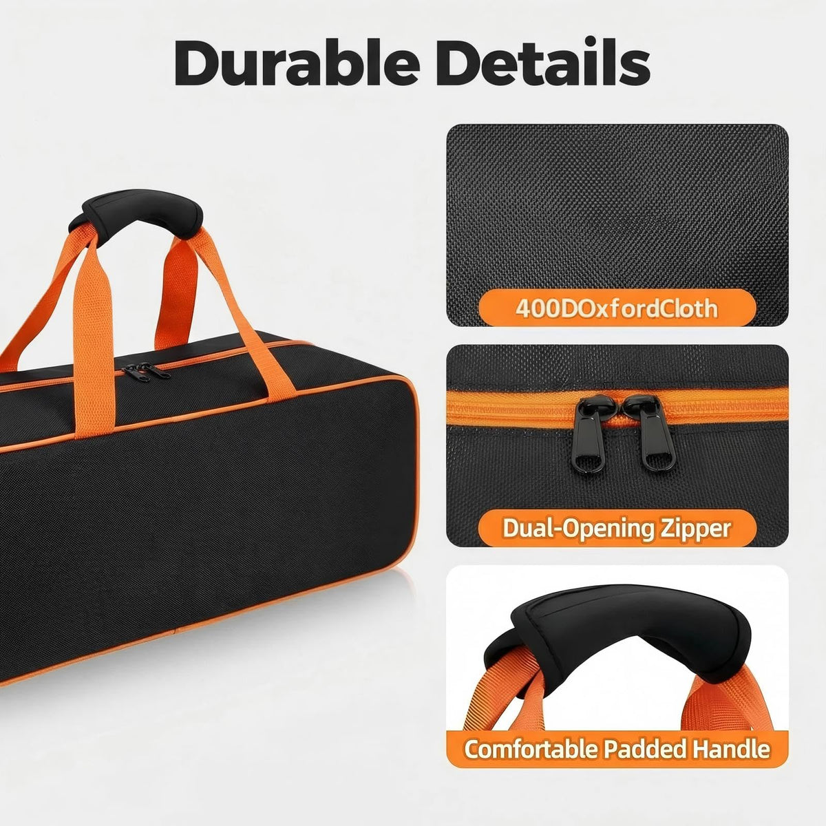 Setmoi grill bag with handle and adjustable shoulder strap for easy transport.