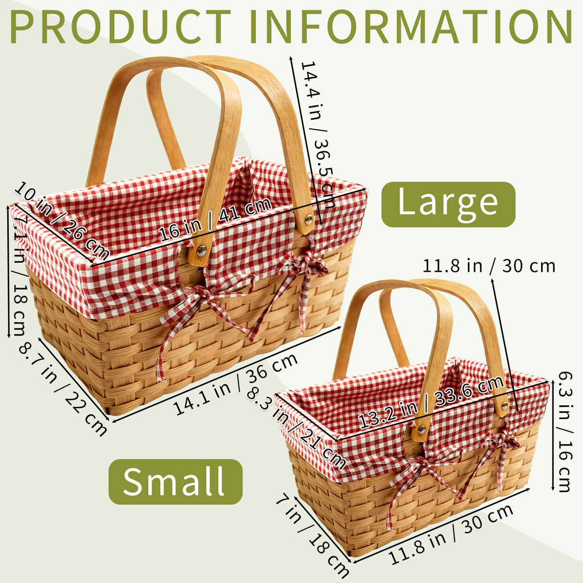 Seuqhck 13-inch bamboo picnic basket compact design for quick picnics
