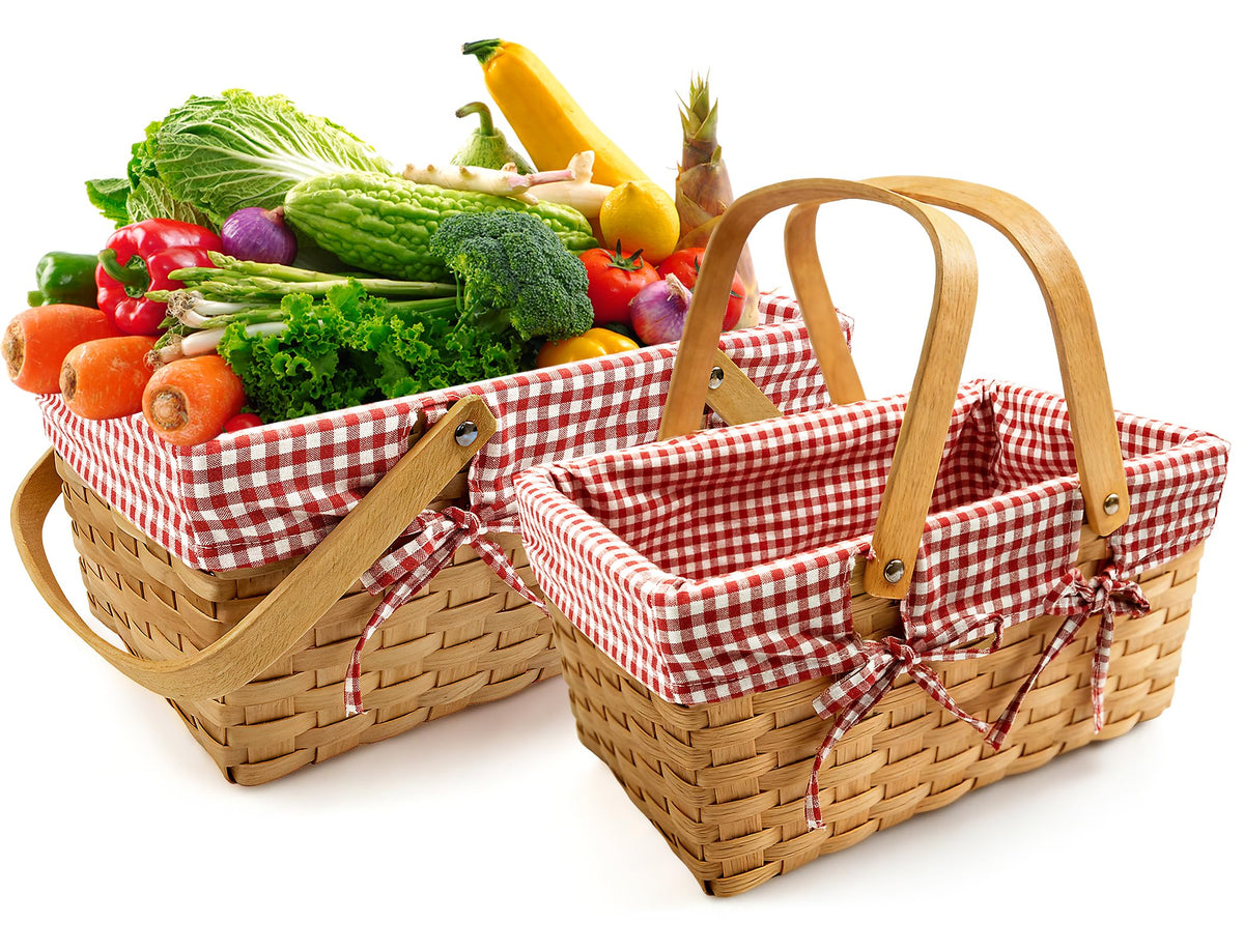 Seuqhck 16-inch bamboo picnic basket with natural weave for outdoor dining