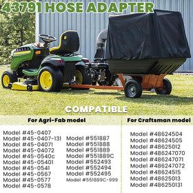 sevencow 43791 connects to Agri-Fab vacuums for efficient debris collection.