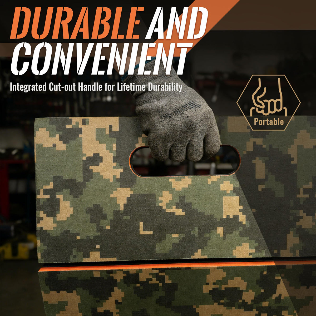 Sevenjungle kneeling pad with handle strap in camouflage, easy outdoor carrying