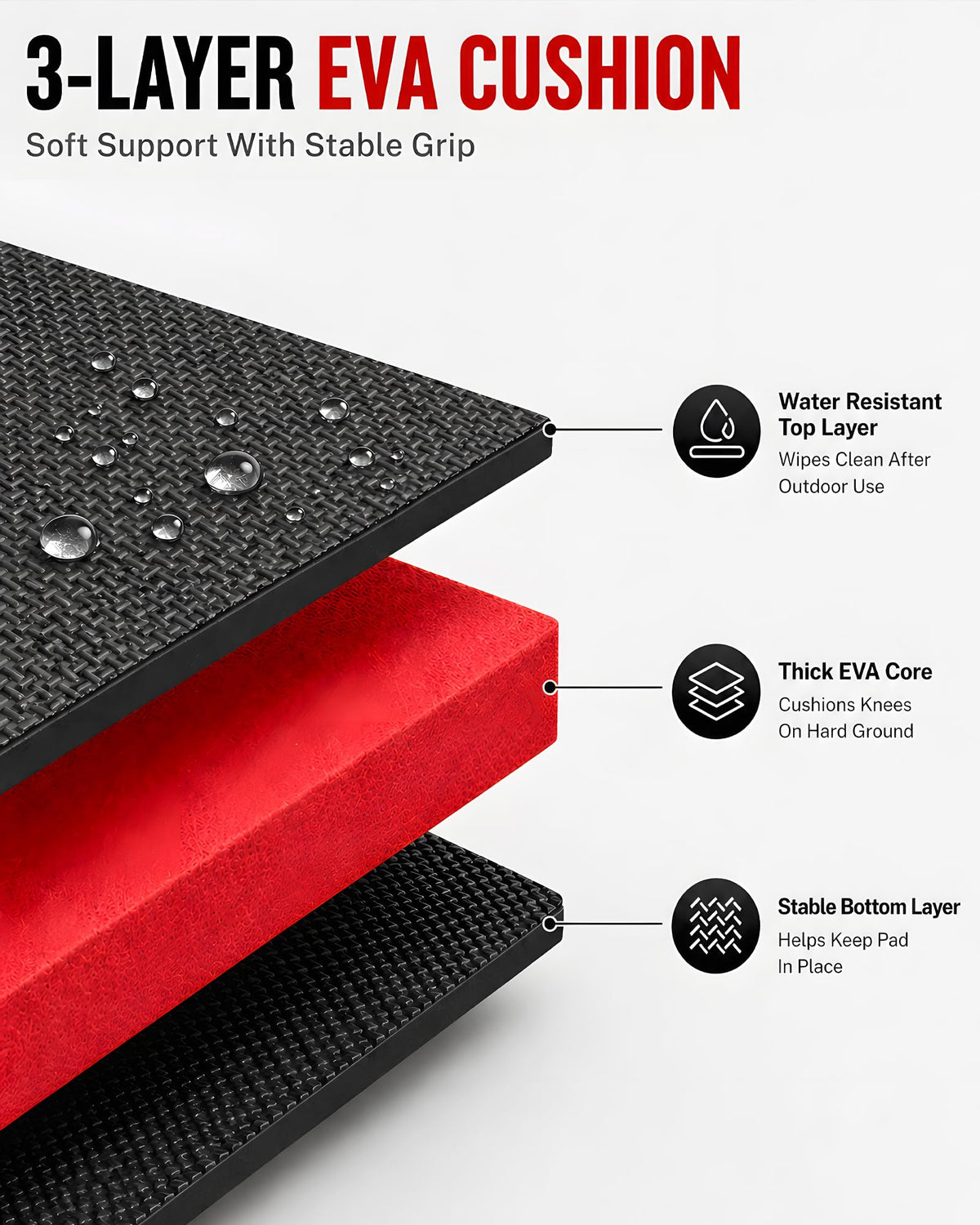 Sevenjungle waterproof EVA surface stays dry on grass and damp surfaces for outdoor use.