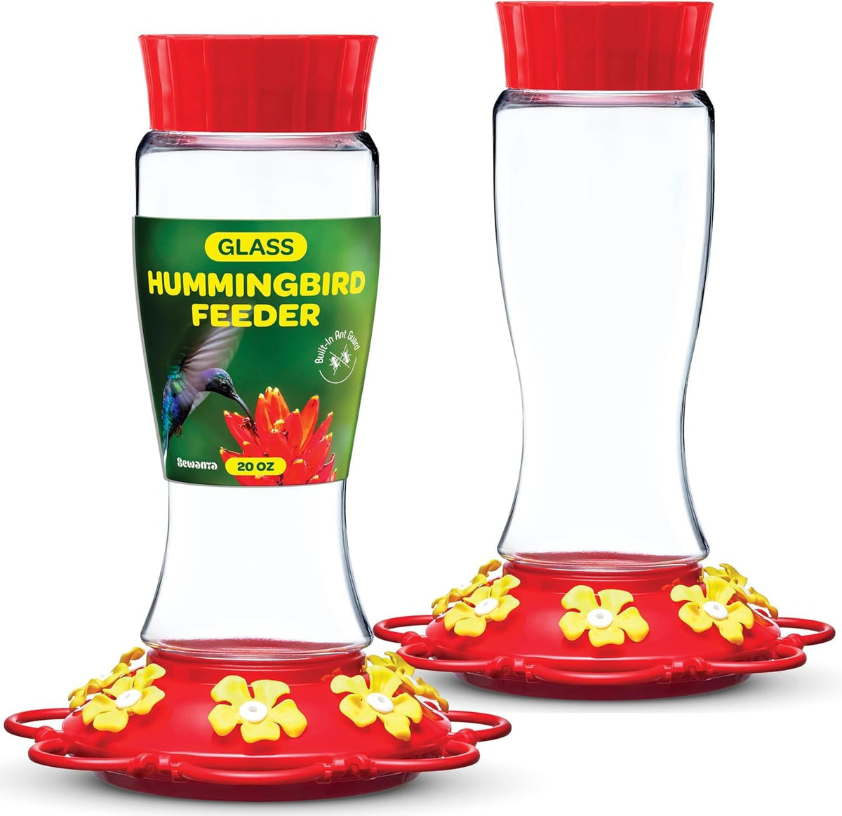 SEWANTA hummingbird feeder 20 oz two-pack ready for outdoor nectar feeding.