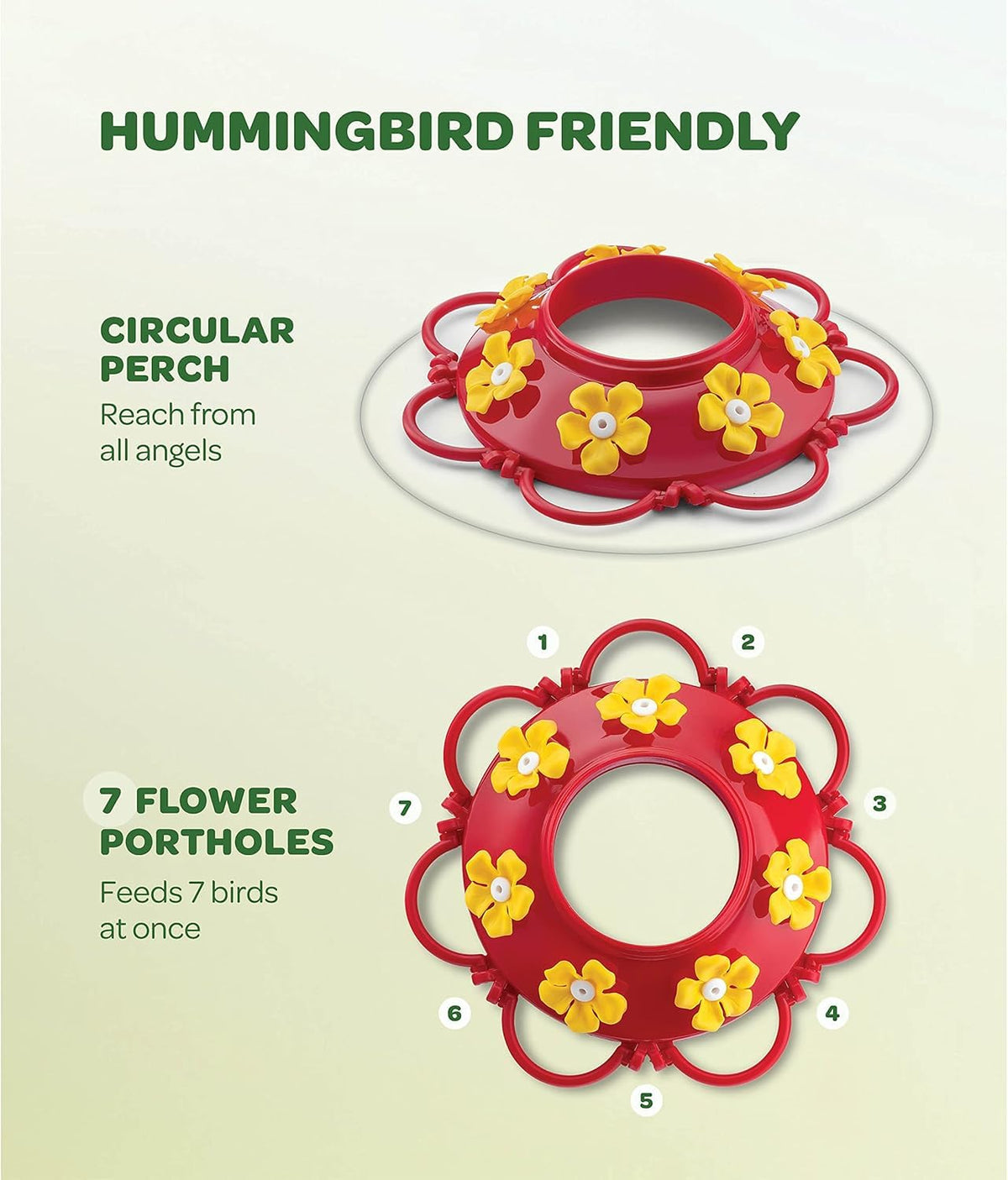SEWANTA circular perch design supports several hummingbirds feeding comfortably.