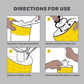 SEWANTA Outdoor Fly Trap Bags on a stake demonstrate durable outdoor use.