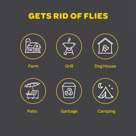 SEWANTA Fly Trap Bags near patio show safe, non-toxic bait for families.
