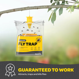 SEWANTA Fly trap bag ready-to-use concept emphasizes simple, stress-free setup outdoors.