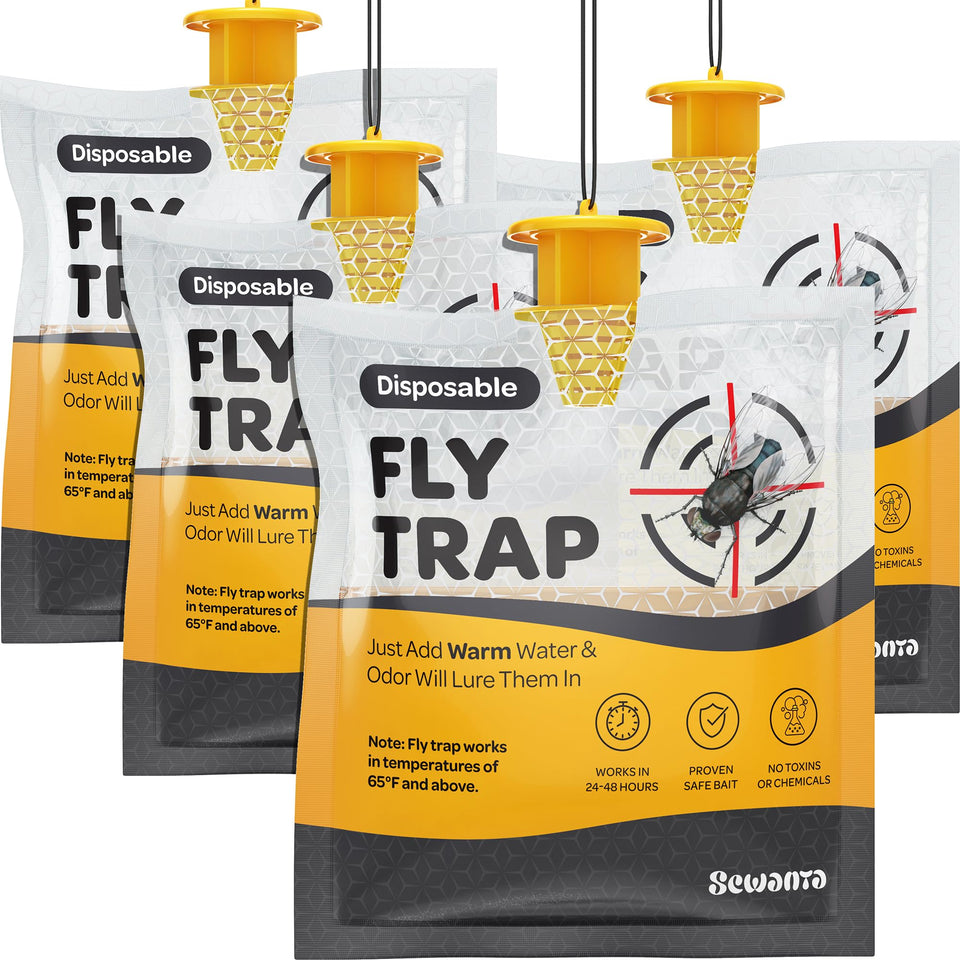 SEWANTA Outdoor Fly Trap Bags top view demonstrates ready-to-use fly control.