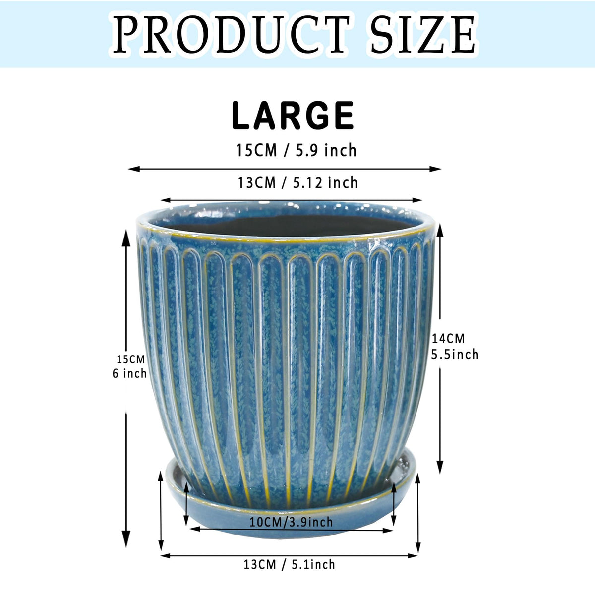 Seworlan 6-inch blue glazed pot as a centerpiece in a living space