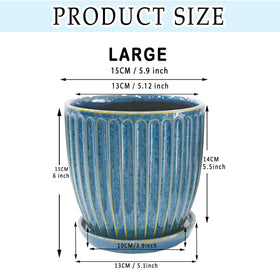 Seworlan 6-inch blue glazed pot as a centerpiece in a living space