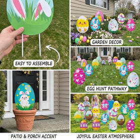 SewRung bunny yard sign stake adds charming spring accents along walkways