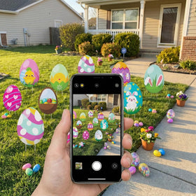 SewRung Easter eggs yard sign set with stakes for easy outdoor installation
