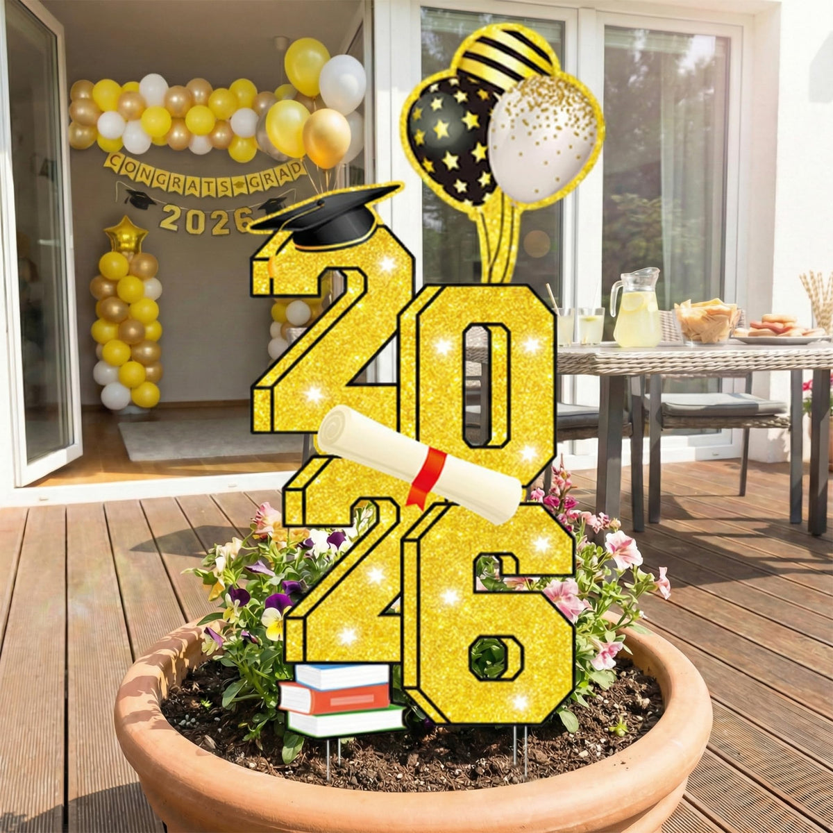 Sewrung large Class of 2026 yard decor accents outdoor space.