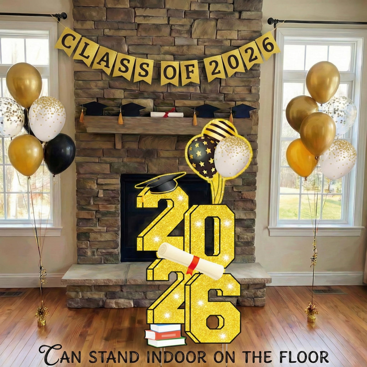Sewrung weatherproof corrugated plastic sign withstands season celebrations.