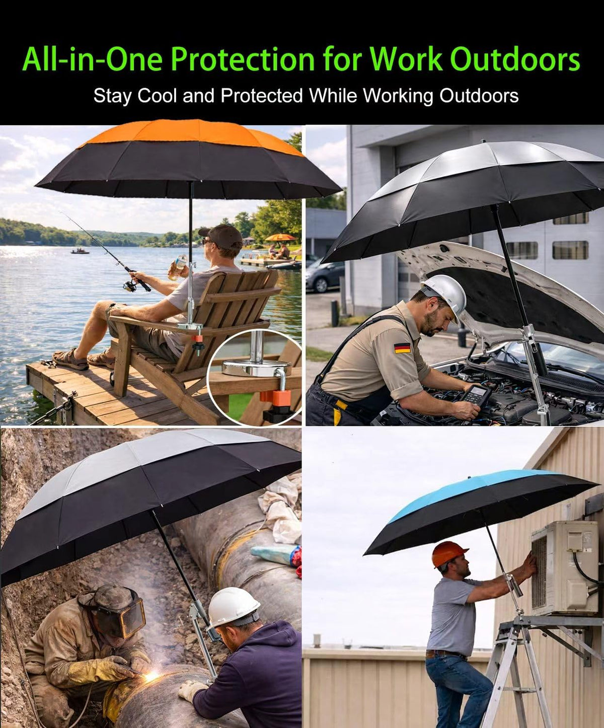 Sexlieu 60-inch orange umbrella ensures wide coverage and high visibility.