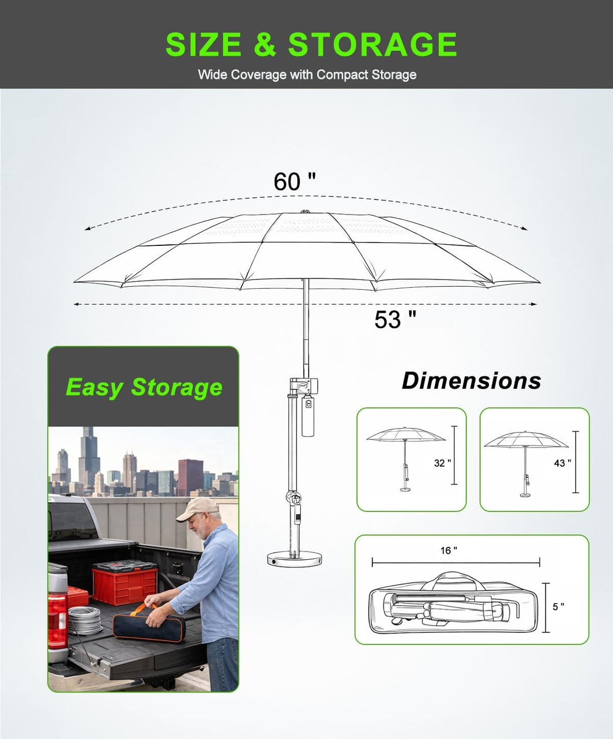Sexlieu foldable HVAC umbrella enables quick setup and easy transport.