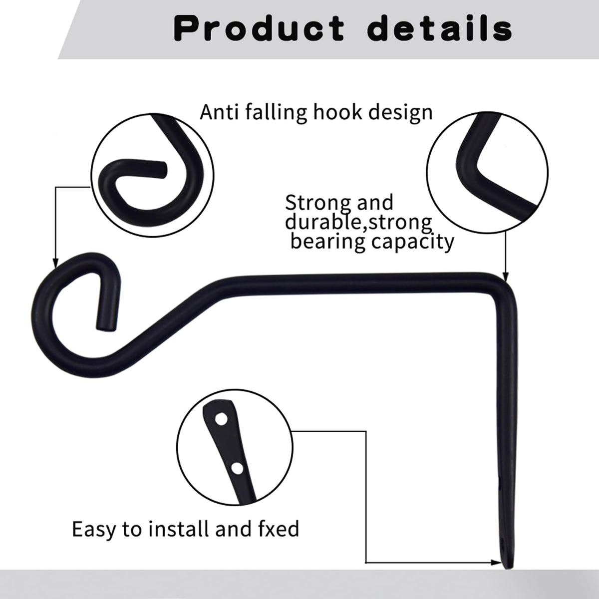Sexoeie heavy-duty hook detail in black with rust-resistant coating for long-lasting use.