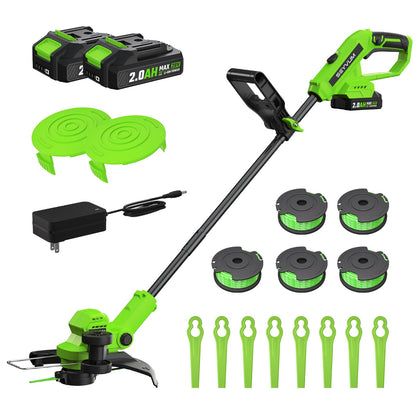 SEYVUM 20V cordless trimmer in action delivering precise lawn edging.
