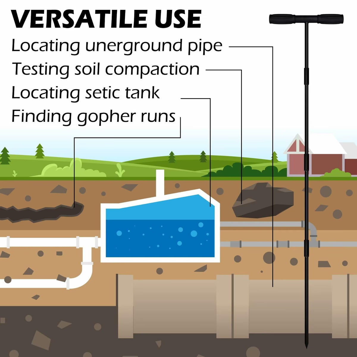 Sfcddtlg Suitable for garden and lawn care, soil aeration and compaction testing