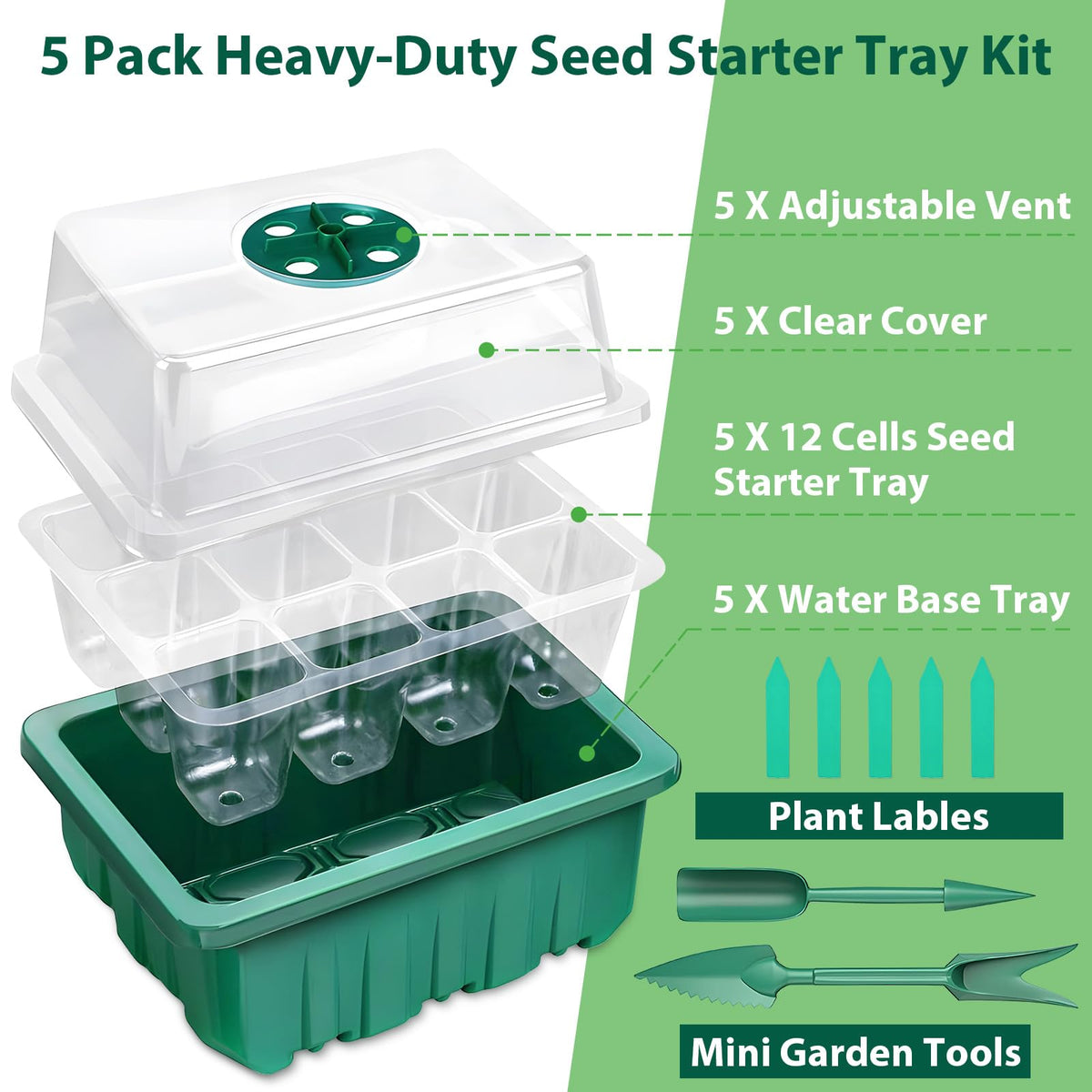 Sfee seed starter tray with humidity dome and base for consistent moisture