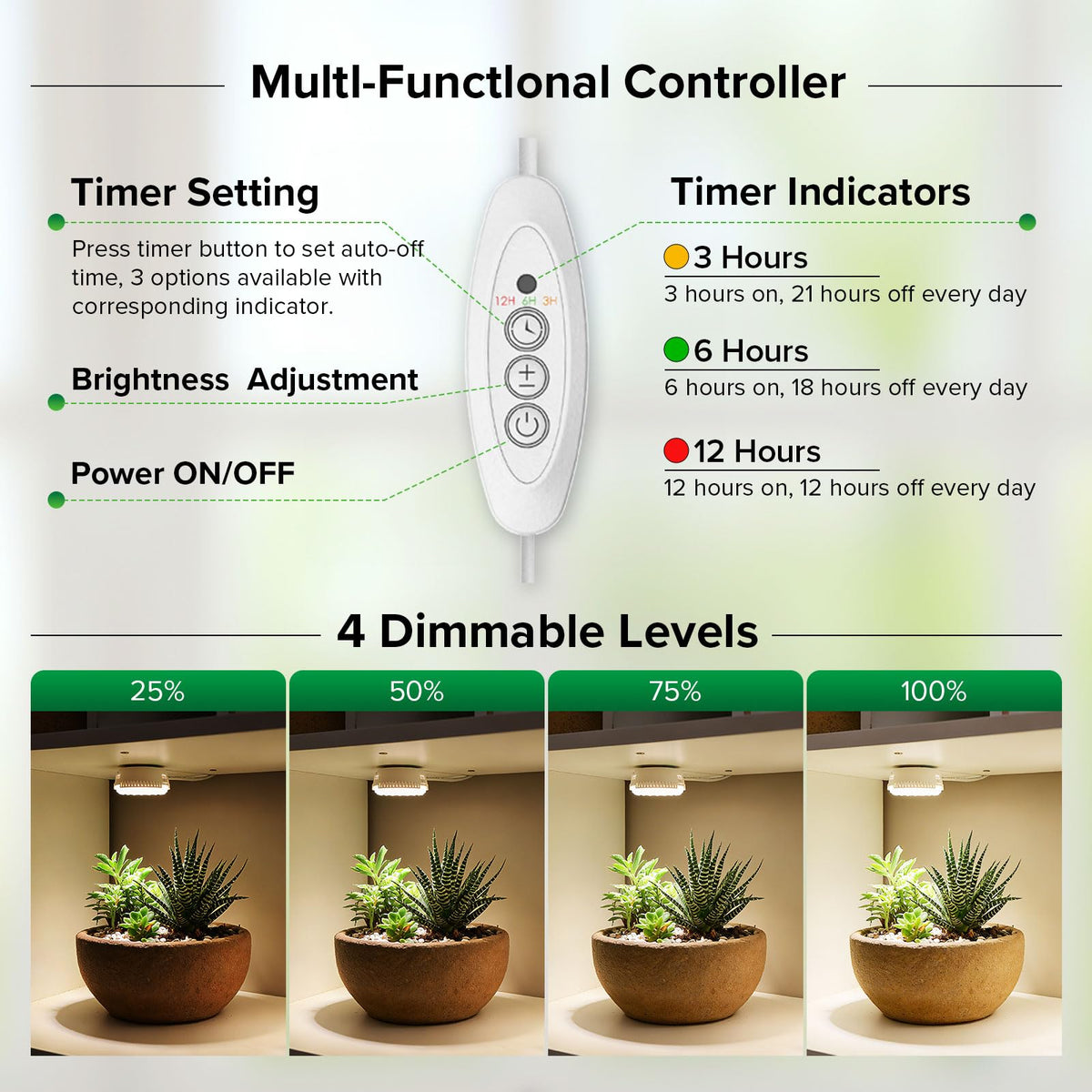 SGLEDs 7W grow light auto timer enables convenient plant lighting cycles