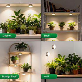 SGLEDs puck grow light dual-head design covers larger plant areas.