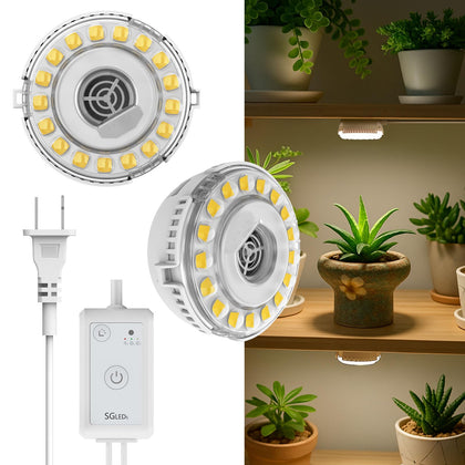 SGLEDs puck grow light full-spectrum 4000K for vibrant indoor seedlings.