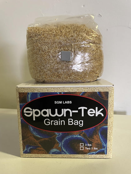 SGM LABS Spawn-Tek mushroom bag front view for reliable spawn setup