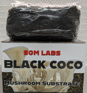 SGM LABS 5lbs Black Coco Substrate bag front view for clean, ready-to-use mushroom cultivation.