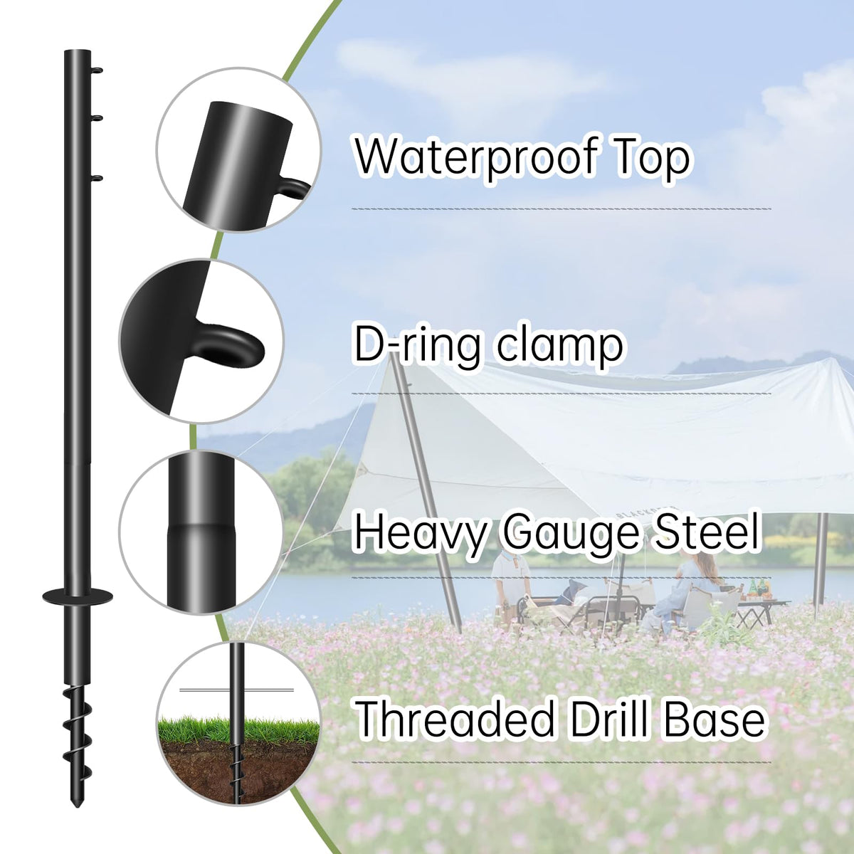 SGZFTAO adjustable-height poles enabling versatile outdoor shade setups
