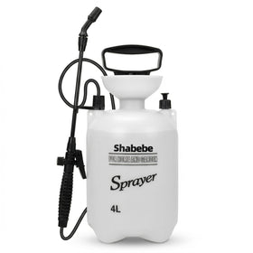 Shabebe 1-gallon pump sprayer with 16-inch wand for lawn and garden reach.