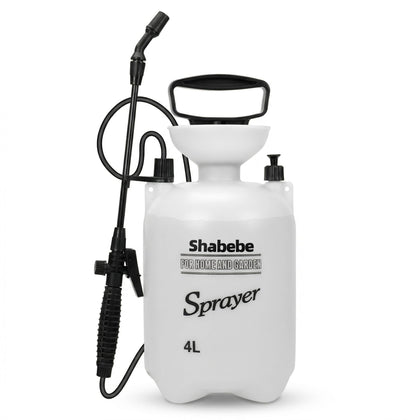 Shabebe 1-gallon pump sprayer with 16-inch wand for lawn and garden reach.