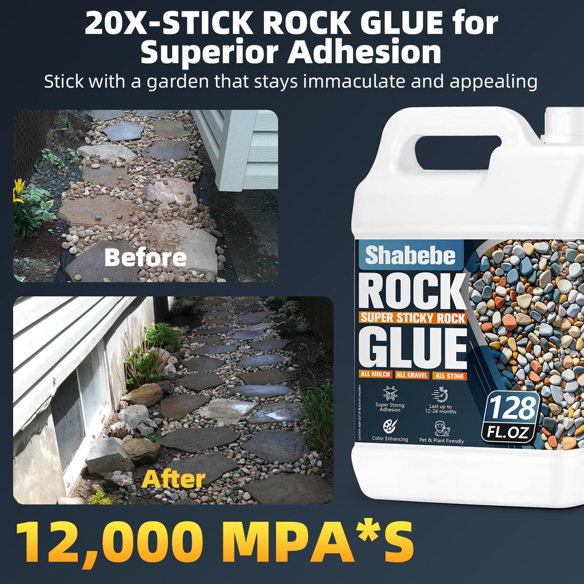Shabebe Grip Max adhesion close-up highlights strong binding for stones.