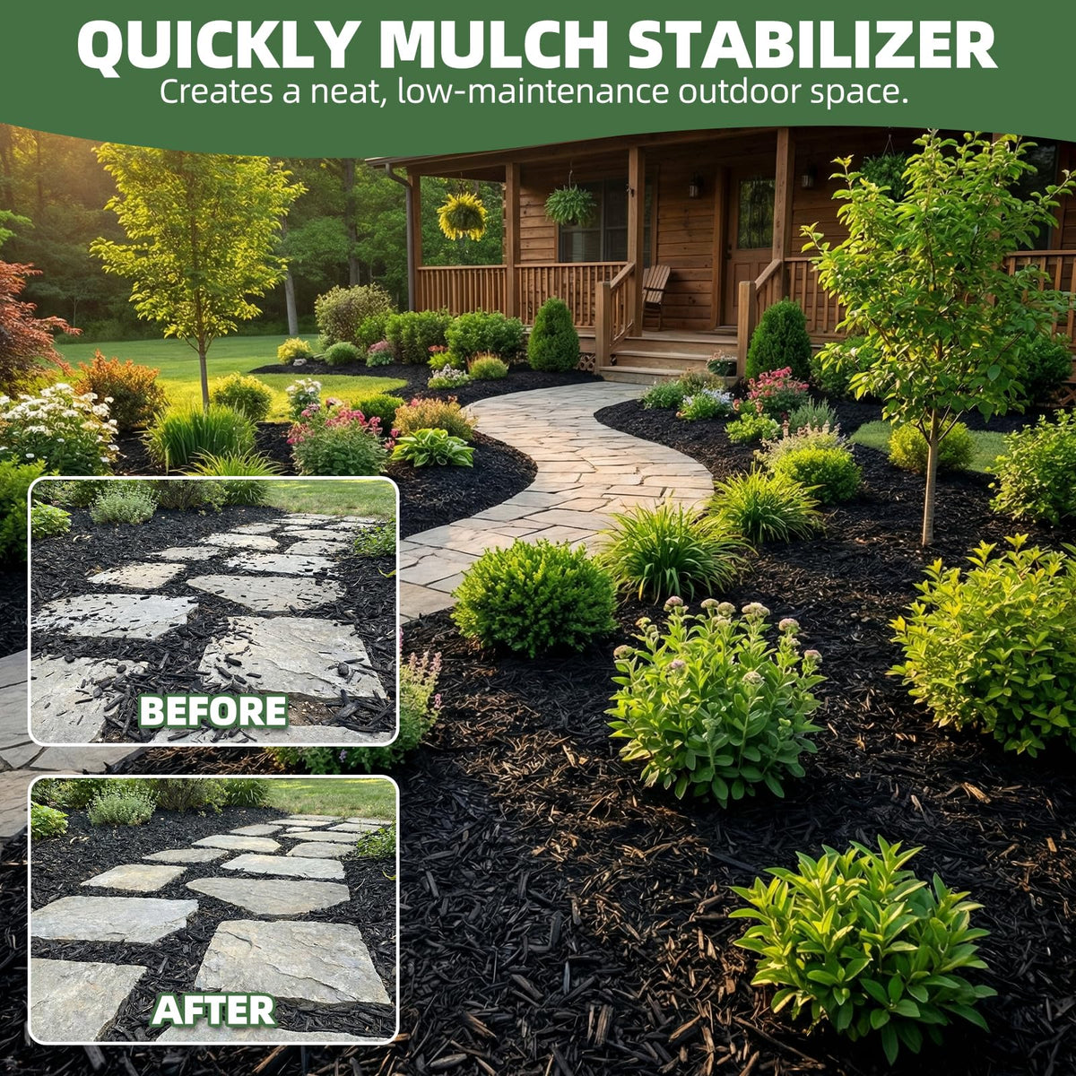 Shabebe Mulch Binder in application to secure gravel bed for paths.