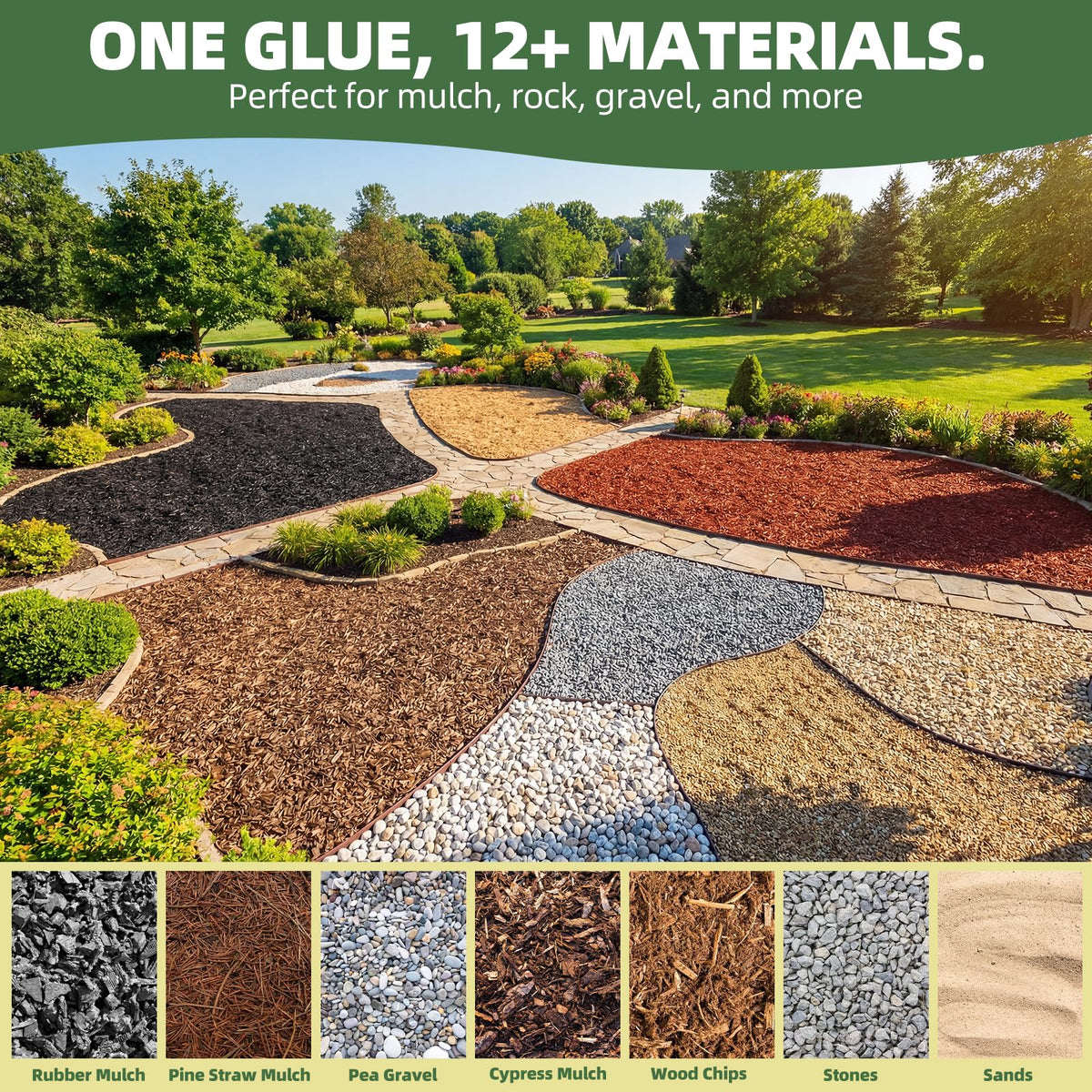 Shabebe Mulch Binder on uneven surface reduces erosion and displacement.