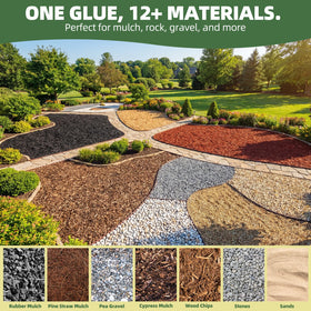 Shabebe Mulch Binder on uneven surface reduces erosion and displacement.