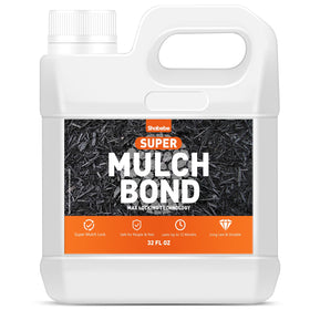 Shabebe Mulch Bond 32oz bottle dispensing for mulch stabilization.