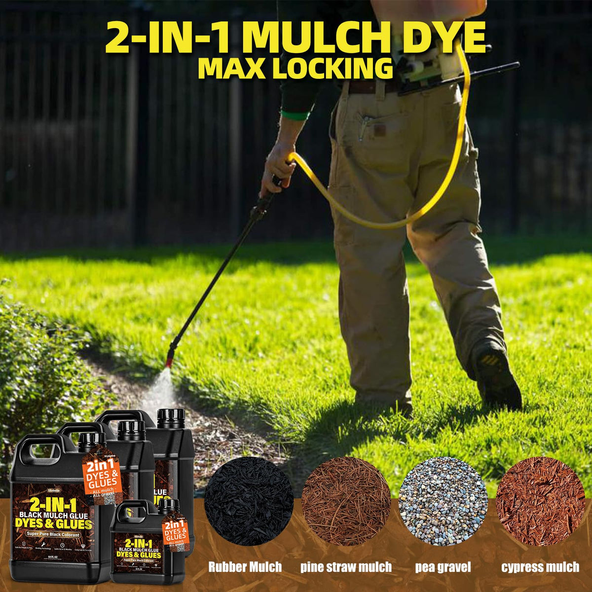Shabebe Mulch Bond on mulch and rocks for stable landscape installation.