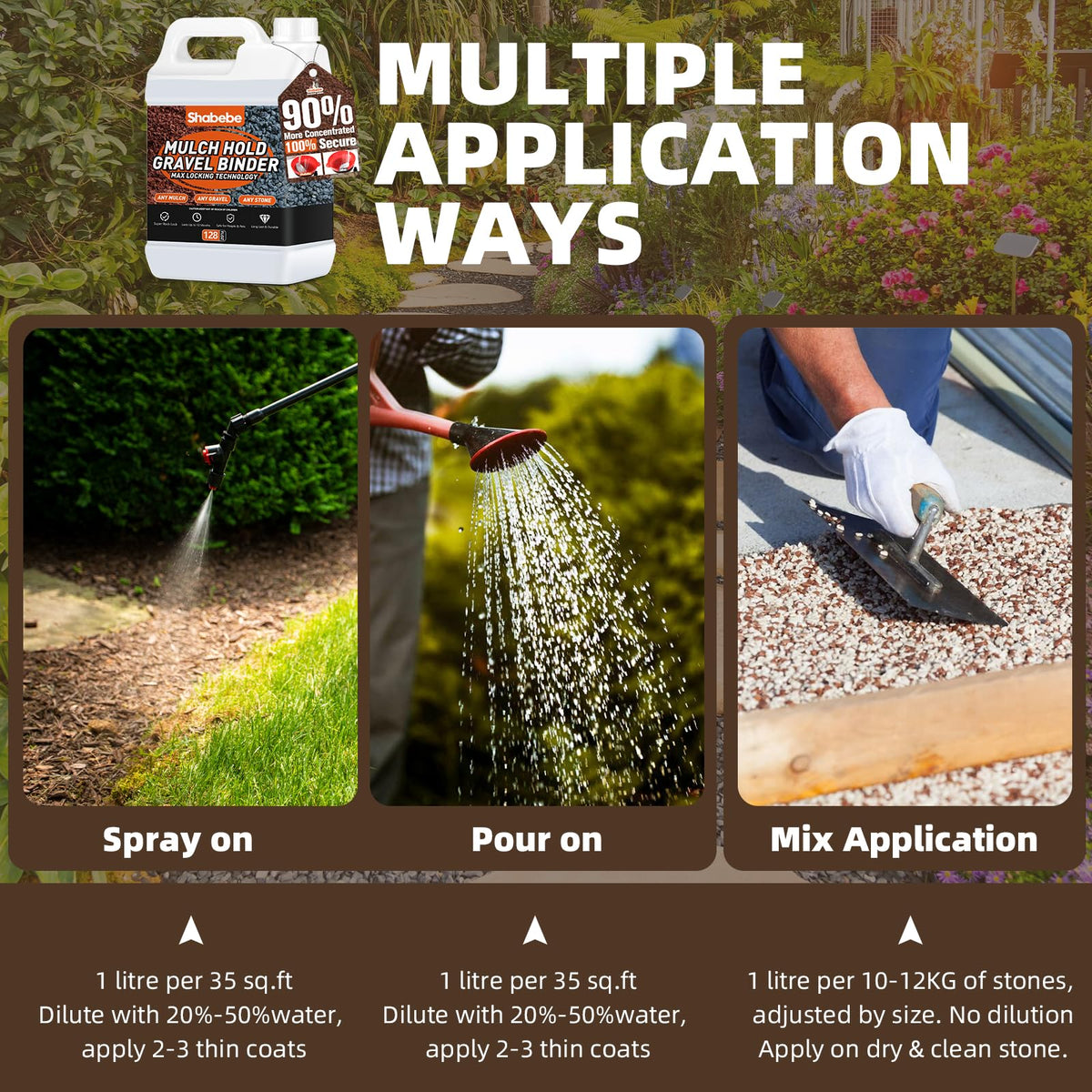 Shabebe Mulch Hold weather resistance on stones delivers durable bond.